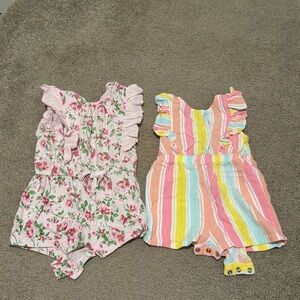 Charming Floral and Striped Kids Romper Duo